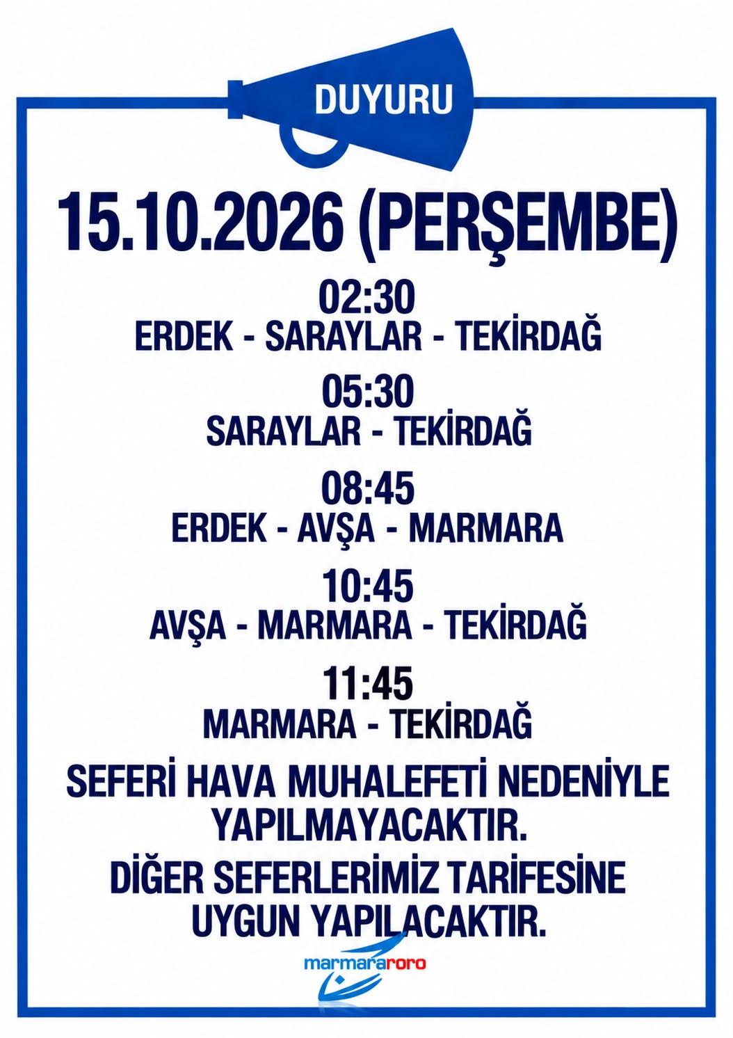 marmara roro seferler 
